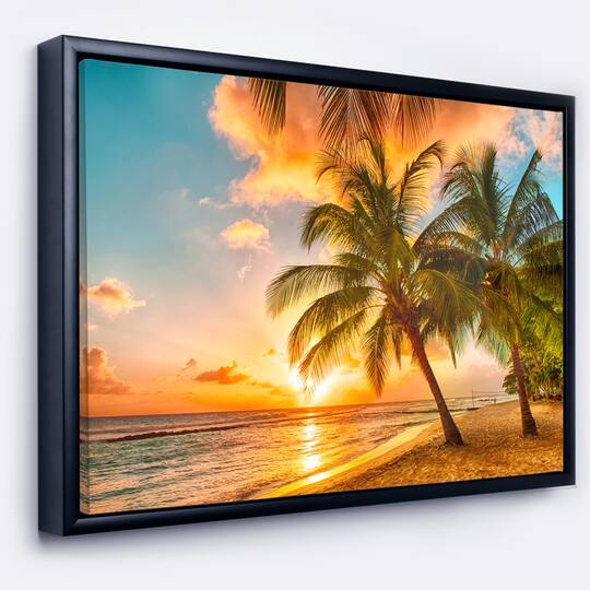 Designart - Barbados Landscape - Photography Canvas Art Print in Black Frame